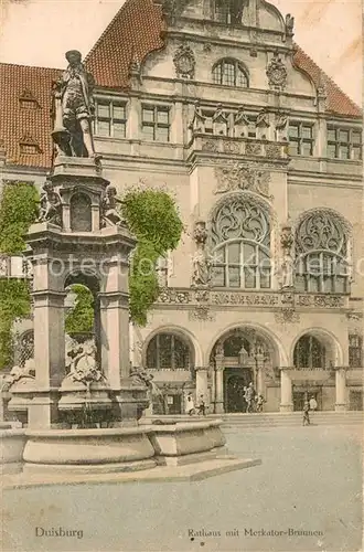 AK / Ansichtskarte Duisburg_Ruhr Rathaus mit Merkator Brunnen Duisburg Ruhr