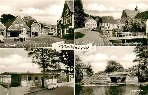 AK / Ansichtskarte Neuenhaus_Dinkel Markt Oelwall Dinkelwahr Bahnhof Neuenhaus Dinkel