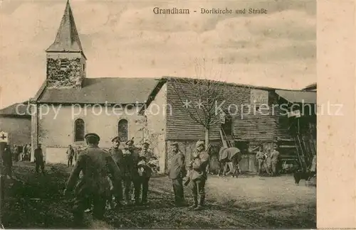 AK / Ansichtskarte Grandham Dorfkirche und Strasse Grandham