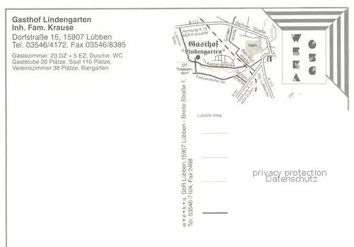 AK / Ansichtskarte Luebben_Spreewald Gasthof Lindengarten Restaurant Terrasse Luebben Spreewald
