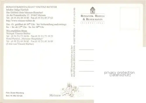 AK / Ansichtskarte Meissen_Elbe_Sachsen Romantikrestaurant Vincenz Richter Meissen_Elbe_Sachsen