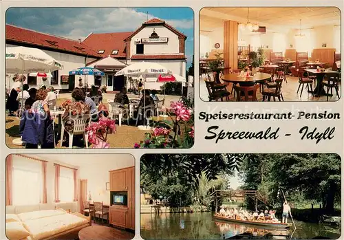 AK / Ansichtskarte Luebbenau_Spreewald Speiserestaurant Pension Spreewald Idyll Kahnfahrt Wasserstrasse Luebbenau Spreewald