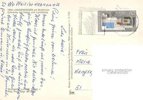 AK / Ansichtskarte Langenargen_Bodensee Ortsmitte mit Hafen und Landesteg Langenargen Bodensee