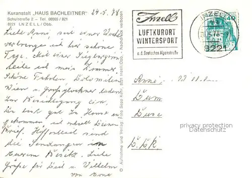 AK / Ansichtskarte Inzell Kuranstalt Haus Bachleitner Restaurant Terrasse Inzell