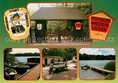AK / Ansichtskarte Groeben_Ludwigsfelde Maerkisches Wanderdorf Bootshafen Angelsteg Innenhof Badesteg Groeben Ludwigsfelde