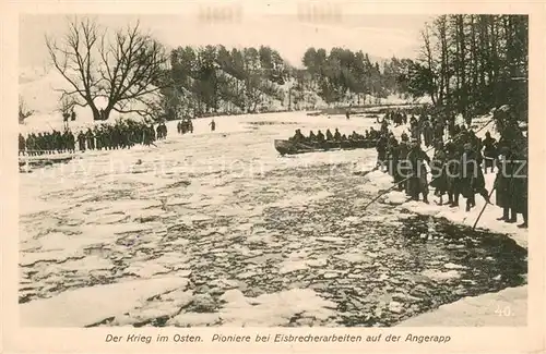 AK / Ansichtskarte Angerapp_Darkehmen_Osjorsk_Oblast_Kaliningrad Pioniere bei Eisbrecherarbeiten auf der Angerapp 