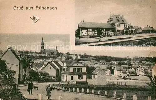 AK / Ansichtskarte Ruebenach Bahnhof Panorama mit Kirche Ruebenach