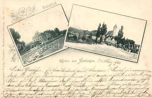 AK / Ansichtskarte Nuertingen Bahnhof Kirche Nuertingen