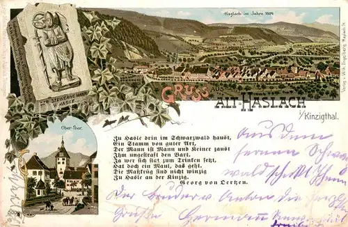 AK / Ansichtskarte Haslach_Kinzigtal Der Steinerne Mann v Hasle Panorama Ober Thor Haslach_Kinzigtal