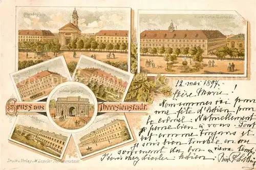 AK / Ansichtskarte Theresienstadt Paradeplatz Grosse Inf Kaserne Art Zeughaus Leitmeritzer Thor Verpflegungsgebaeude Kleine Inf. Kaserne Genie Gebaeude Theresienstadt