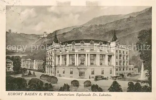 AK / Ansichtskarte Baden_Wien Sanatorium Esplanade Dr Lakatos Baden_Wien