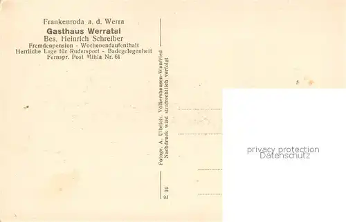 AK / Ansichtskarte Frankenroda Gasthaus Werratal Werrapartie Frankenroda