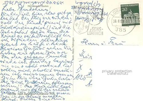 AK / Ansichtskarte Loerrach Stadtpanorama gegen Schwarzwald Loerrach