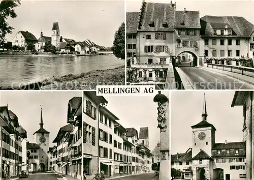AK / Ansichtskarte Mellingen_AG Uferpartie an der Reuss Motive Innenstadt Torbogen Mellingen AG