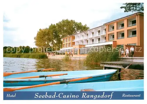 AK / Ansichtskarte Rangsdorf Hotel Restaurant Seebad Casino Bootsanleger Ruderboot Rangsdorf