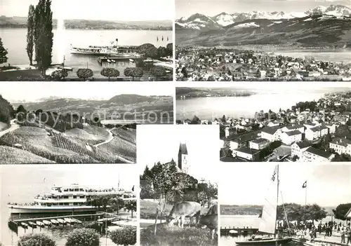 AK / Ansichtskarte Maennedorf Ort am Zuerichsee Hafen Faehre Alpenpanorama Chronik Maennedorf