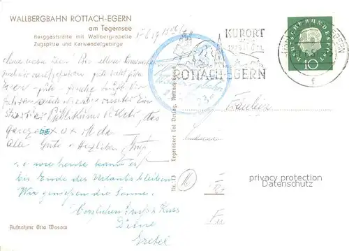 AK / Ansichtskarte Rottach Egern Wallbergbahn Berggaststaette Sonnenterrasse Wallbergkapelle Fernsicht Alpenpanorama Rottach Egern