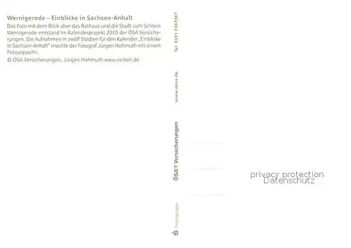 AK / Ansichtskarte Wernigerode_Harz Stadtpanorama mit Rathaus Schloss Aus Kalender Einblick in Sachsen Anhalt Aufnahme aus Zeppelin Wernigerode Harz