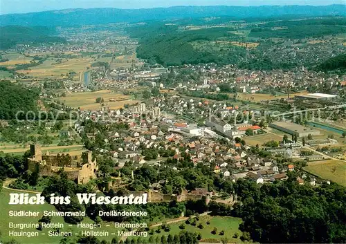AK / Ansichtskarte Loerrach Panorama Blick ins Wiesental Schwarzwald Dreilaenderecke Loerrach