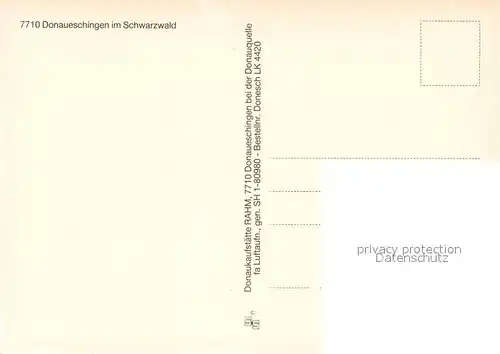 AK / Ansichtskarte Donaueschingen Fliegeraufnahme Donaueschingen