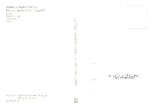 AK / Ansichtskarte Warnemuende_Ostseebad Konsumgaststaette Teepott Restaurant Cafe Warnemuende_Ostseebad