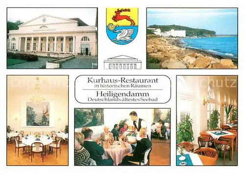 AK / Ansichtskarte Heiligendamm_Ostseebad Kurhaus Restaurant Strand Wappen Heiligendamm_Ostseebad
