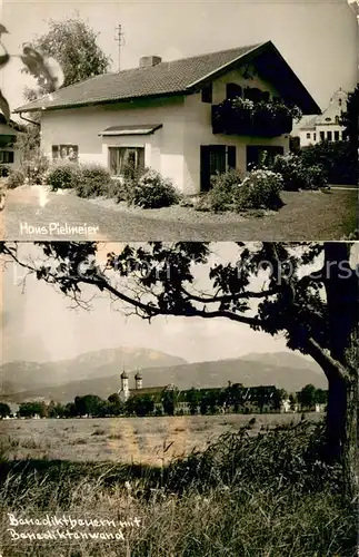 AK / Ansichtskarte Benediktbeuern Gaestehaus Haus Pielmeier Blick zum Ort mit Benediktenwand Bayerische Voralpen Benediktbeuern