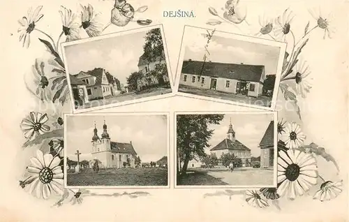 AK / Ansichtskarte Dejsina_Deuschina_Czechia Ortsansichten Kirche Rathaus 