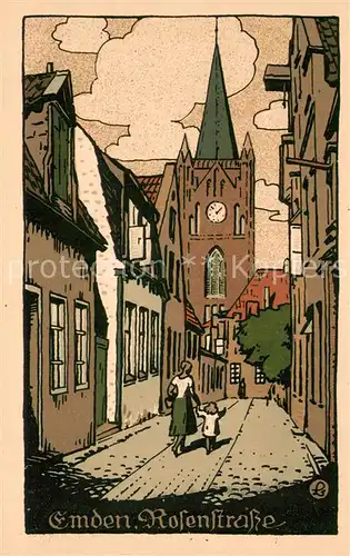 AK / Ansichtskarte Emden__Ostfriesland Rosenstrasse Kuenstlerkarte 