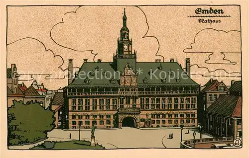 AK / Ansichtskarte Emden__Ostfriesland Rathaus Kuenstlerkarte 