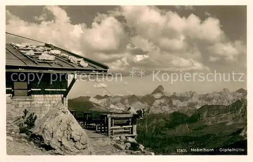 AK / Ansichtskarte Nebelhorn Gipfelhuette Fernsicht Alpenpanorama Nebelhorn