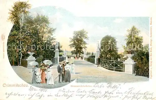 AK / Ansichtskarte Crimmitschau Partie an der Bismarckbruecke Crimmitschau