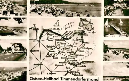 AK / Ansichtskarte Timmendorfer_Strand Ostseeheilbad Strand Seebruecke Landkarte Timmendorfer_Strand