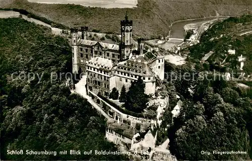 AK / Ansichtskarte Schaumburg_Schloss mit Blick auf  Balduinstein an der Lahn Original Fliegeraufnahme 