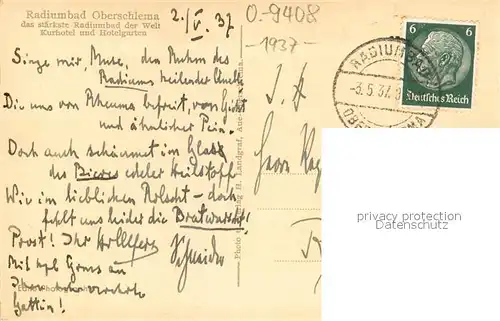 AK / Ansichtskarte Oberschlema_Erzgebirge Radiumbad Aussenansicht mit Terrasse Oberschlema_Erzgebirge