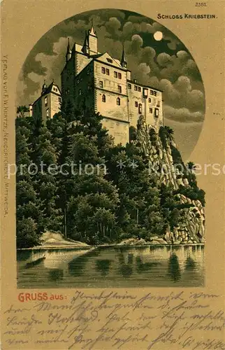 AK / Ansichtskarte Kriebstein Schloss Kriebstein Mondschein Karte Kriebstein