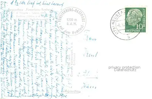 AK / Ansichtskarte Titisee Hochfirst Fuerstenberg Rasthaus Blick zum Feldberg Schwarzwald Titisee