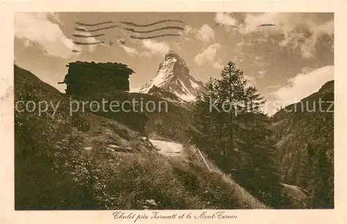 AK / Ansichtskarte Zermatt_VS Chalet et le Mont Cervin Blick zum Matterhorn Walliser Alpen Zermatt_VS