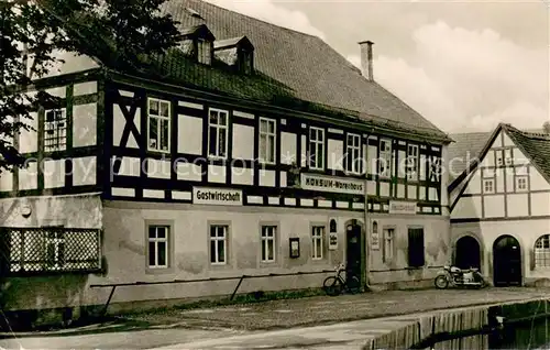 AK / Ansichtskarte Freiberg_Sachsen Konsum Warenhaus m. Gastwirtschaft u. Fleischverkauf Niederbobritzsch Freiberg Sachsen