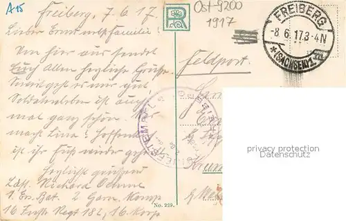 AK / Ansichtskarte Freiberg_Sachsen Parkanlage Feldpost Freiberg Sachsen