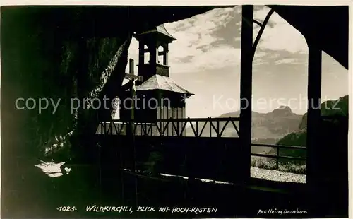 AK / Ansichtskarte Wildkirchli_Weissbad Blick auf Hochkasten Totes Gebirge Wildkirchli_Weissbad