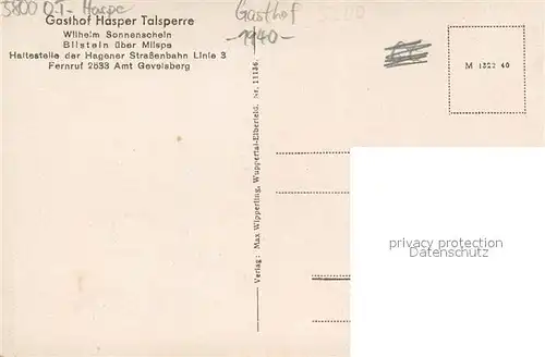 AK / Ansichtskarte Haspe_Hagen Talsperre und Gasthof Hasper Talsperre  Haspe Hagen