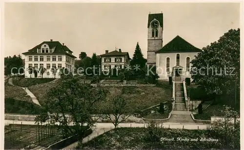 AK / Ansichtskarte Hinwil Kirche und Schulhaus Hinwil