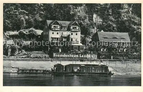 AK / Ansichtskarte Rathen_Saechsische Schweiz Fremdenheim Leschke an der Elbe Rathen Saechsische Schweiz