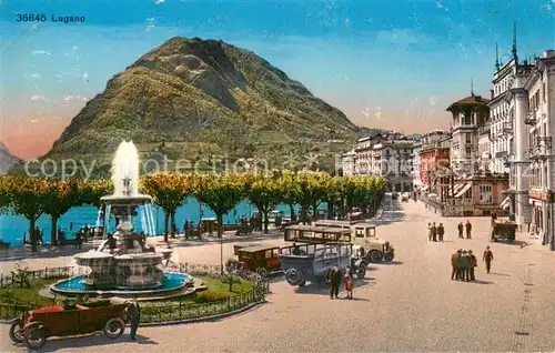 AK / Ansichtskarte Lugano_TI Uferstrasse am Luganersee Brunnen Lugano_TI