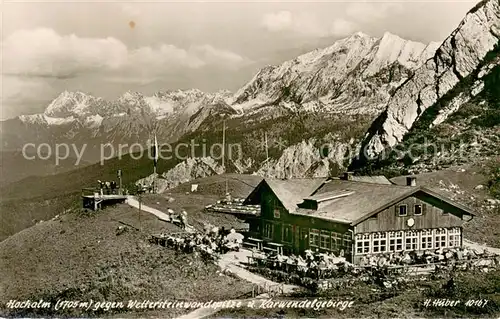 AK / Ansichtskarte Grainau Hochalm gegen Wettersteinwandspitze und Karwendelgebirge Huber Karte Nr. 10167 Grainau