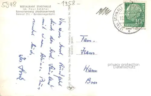 AK / Ansichtskarte Schmallenberg Gesamtansicht m. Restaurant Stadthalle Schmallenberg