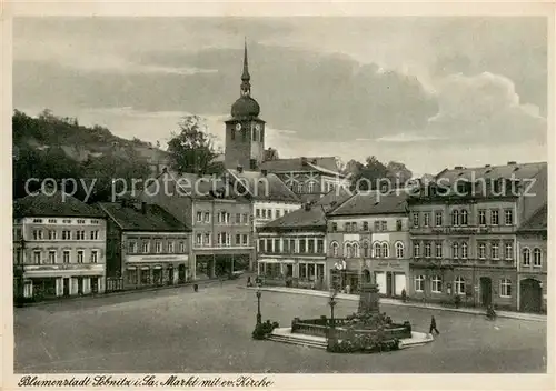 AK / Ansichtskarte Sebnitz Markt mit evgl. Kirche Sebnitz