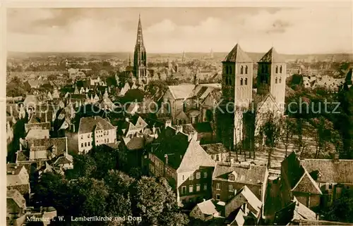 AK / Ansichtskarte Muenster_Westfalen Lambertikirche und Dom Muenster_Westfalen