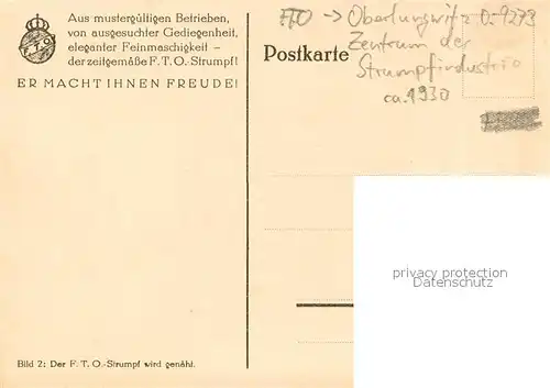 AK / Ansichtskarte Oberlungwitz Zentrum der Strumpfindustrie Werbekarte Oberlungwitz